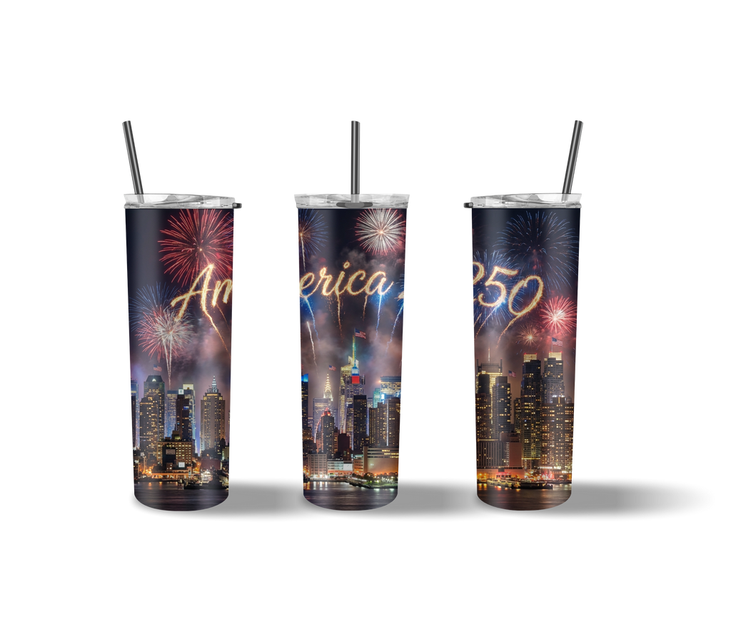 America 250 Celebration Skyline – Patriotic 20 oz Tumbler