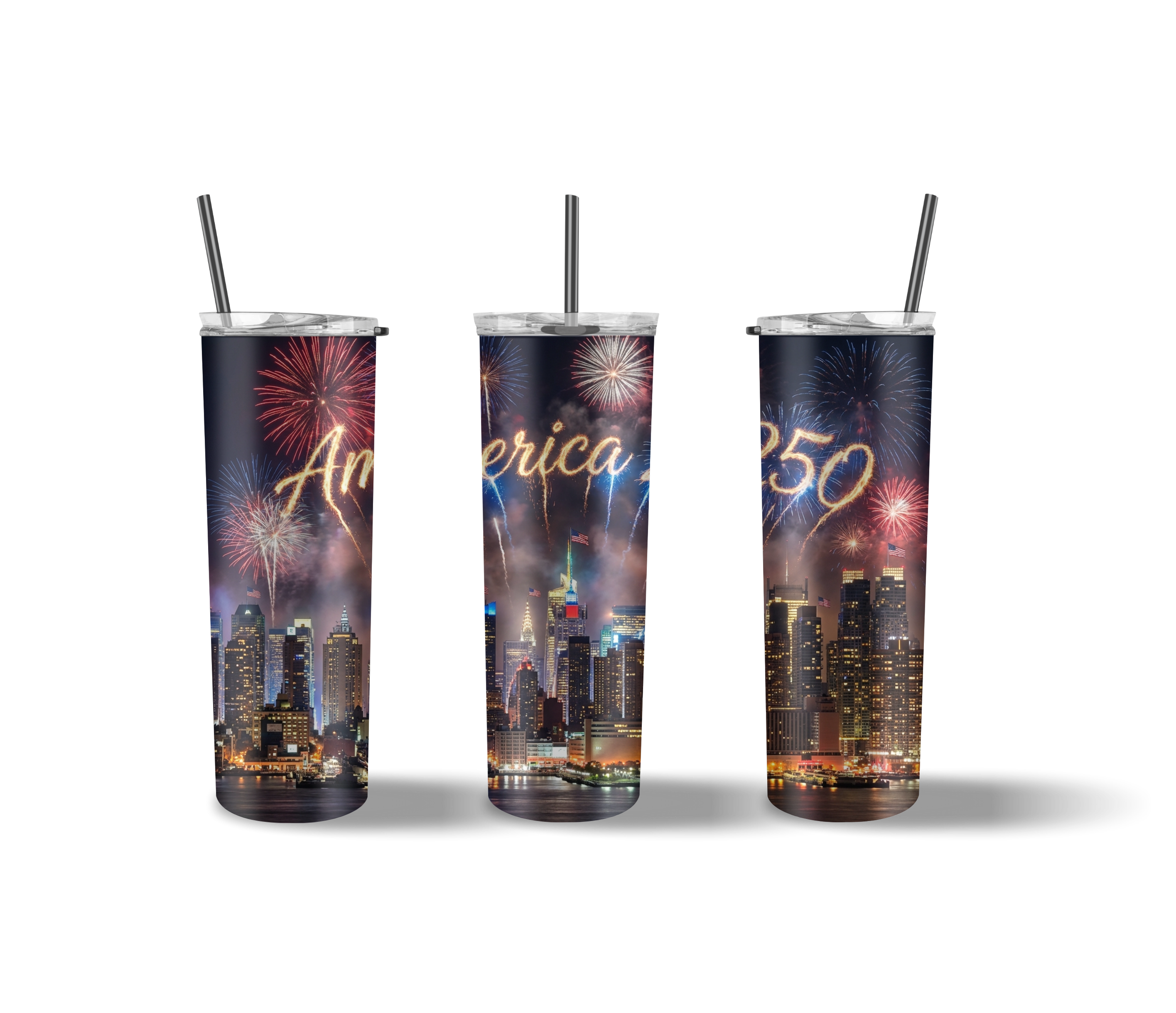 America 250 Celebration Skyline – Patriotic 20 oz Tumbler